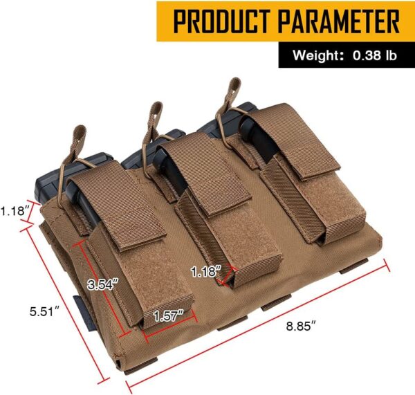 CKS Tactical 500D Nylon Triple Kangaroo Molle Magazine Pouch for 5.56mm and 9mm Magazines