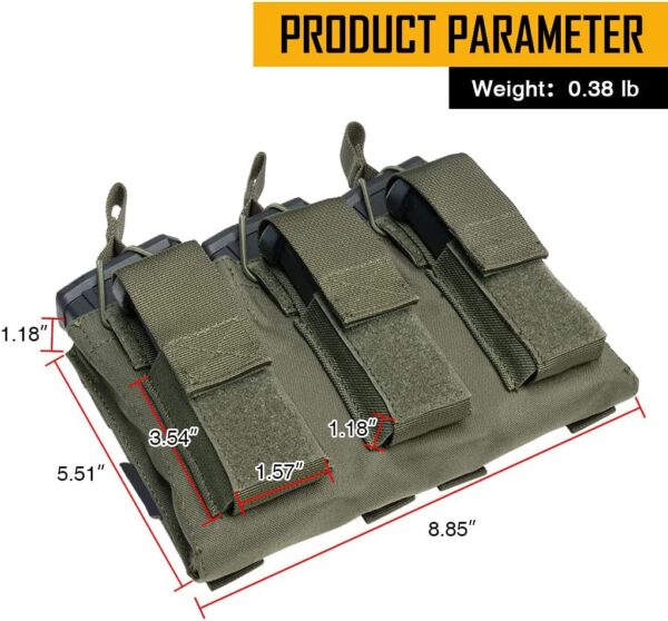 CKS Tactical 500D Nylon Triple Kangaroo Molle Magazine Pouch for 5.56mm and 9mm Magazines