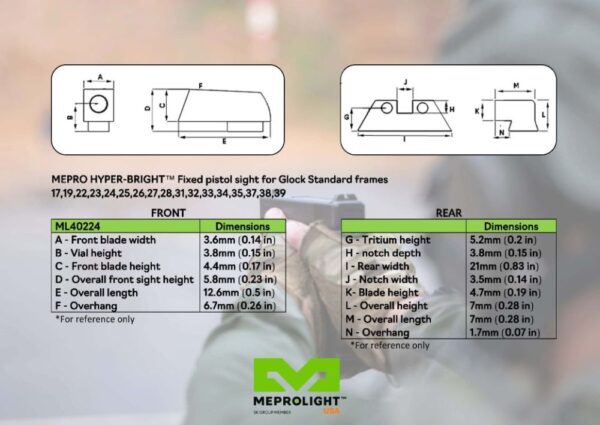 HYPER-BRIGHT™-FIXED-PISTOL-SET-H&K 45,45C,P30,VP9,SFP9(NOT VP2020)-O RING/G-ML41545O