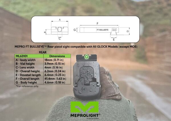 MEPRO FT BULLSEYE™-PISTOL-REAR-IWI-MASADA-R-ML63112R